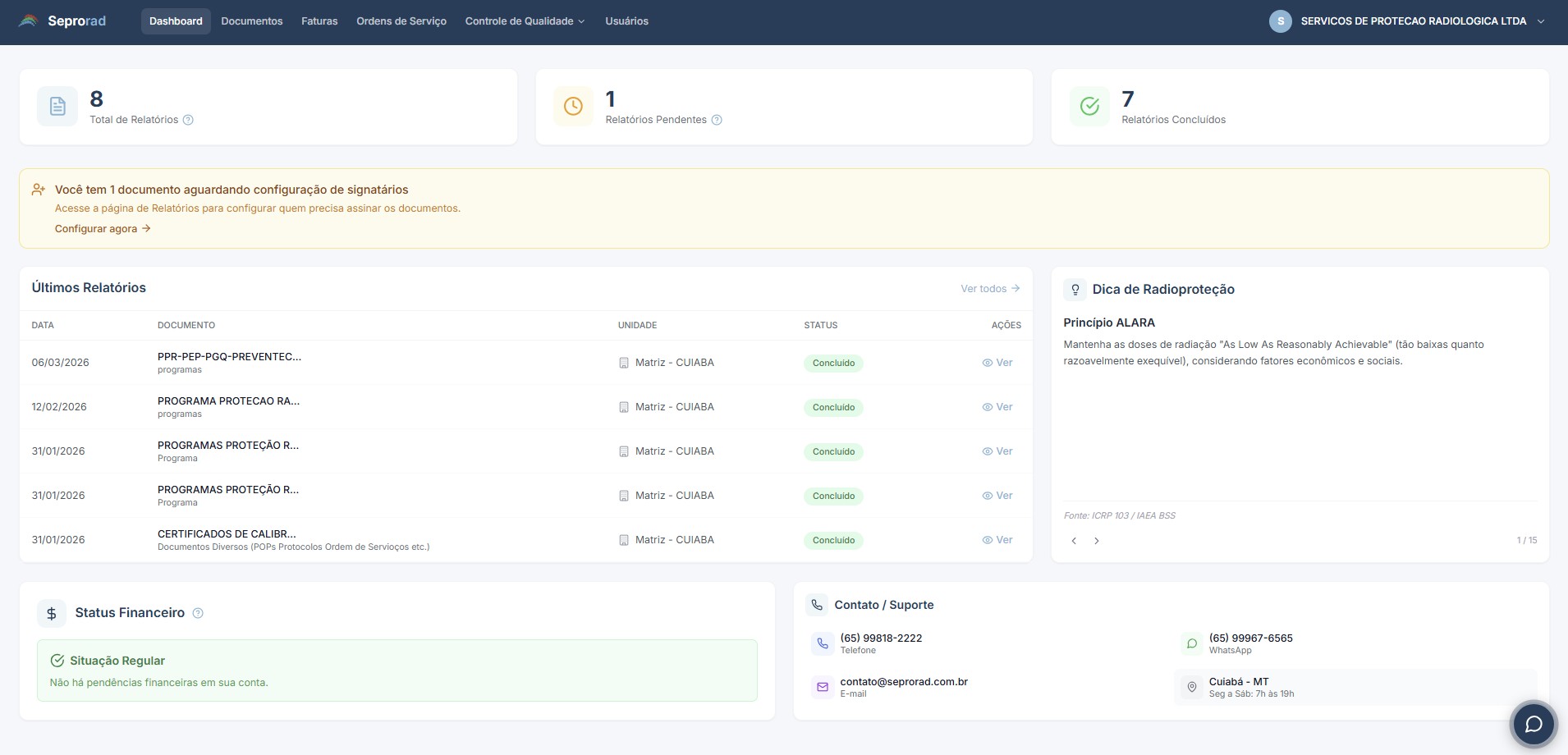 Portal Seprorad — Dashboard